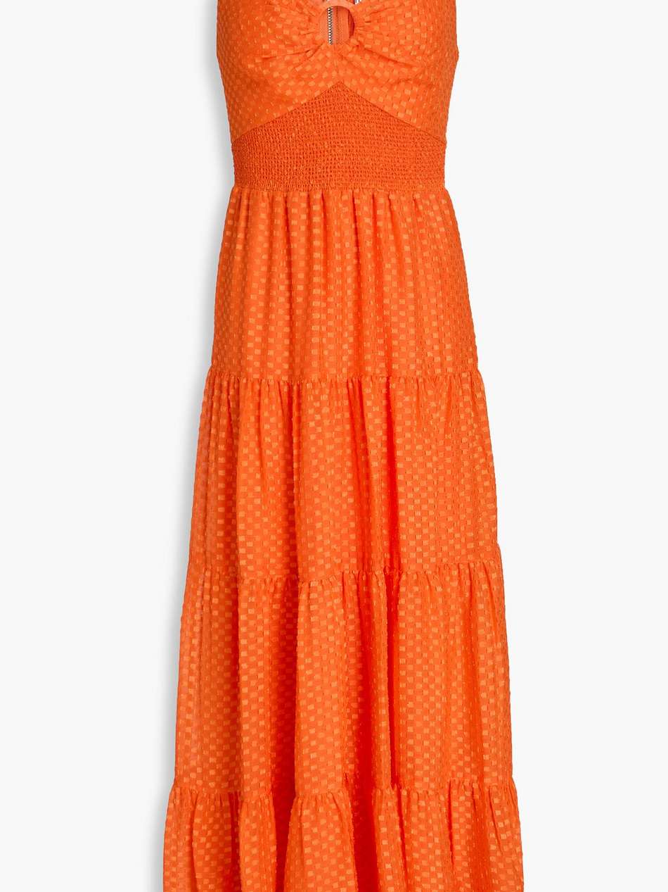 clea tiered fil coupé crepon maxi dress