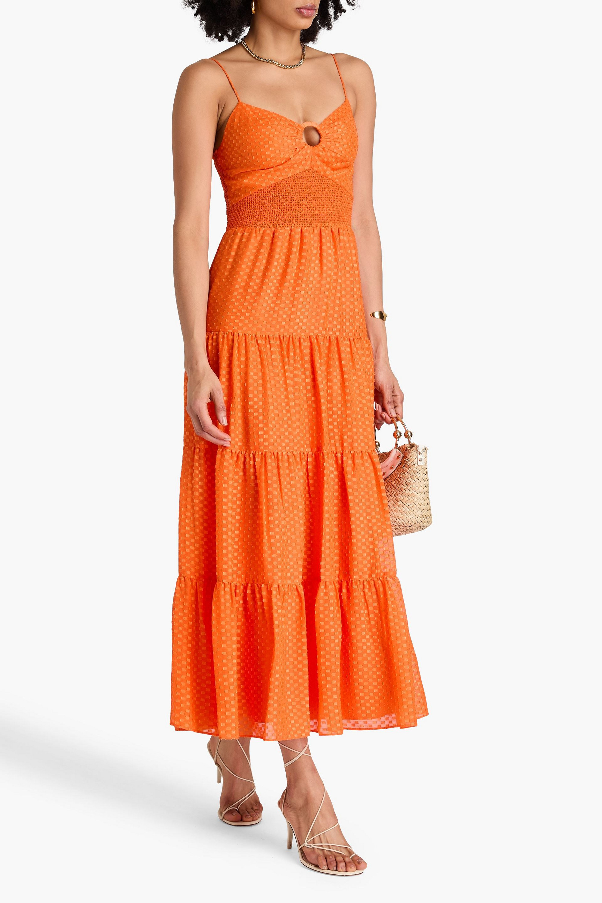 alice + olivia Clea tiered fil coupé crepon maxi dress