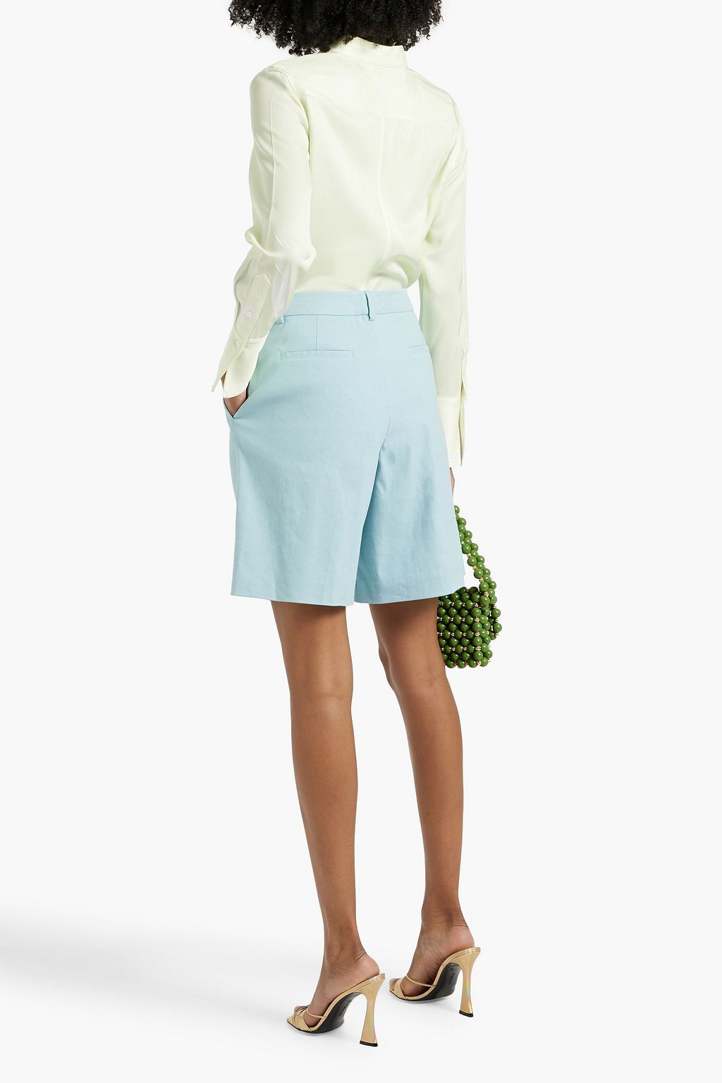 REDVALENTINO Pleated linen-blend shorts