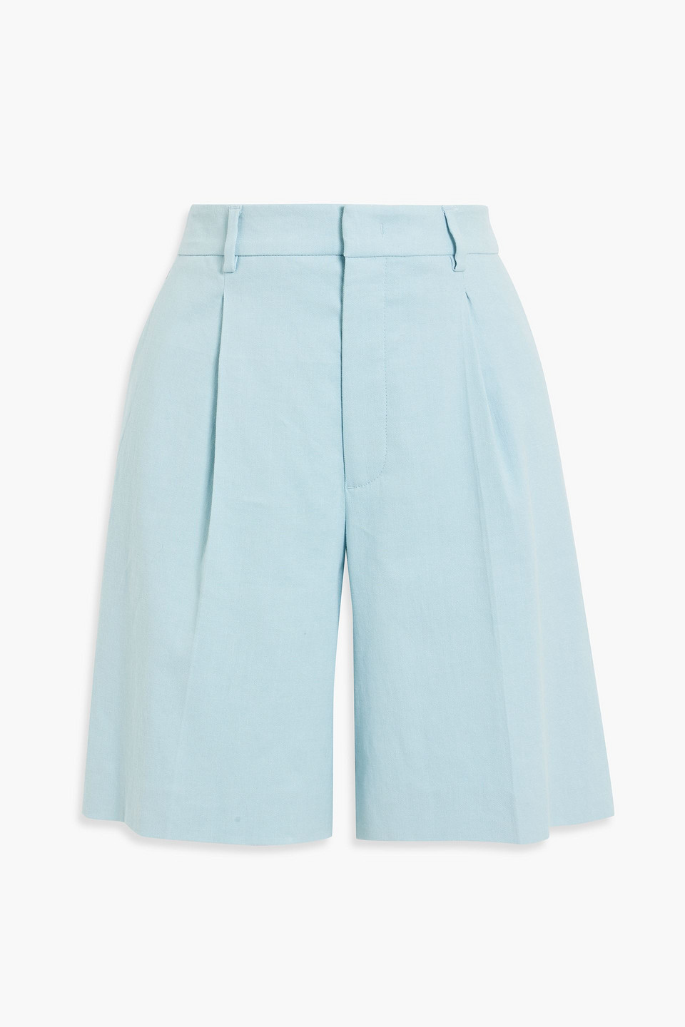 Red Valentino Pleated Linen-blend Shorts In Blue