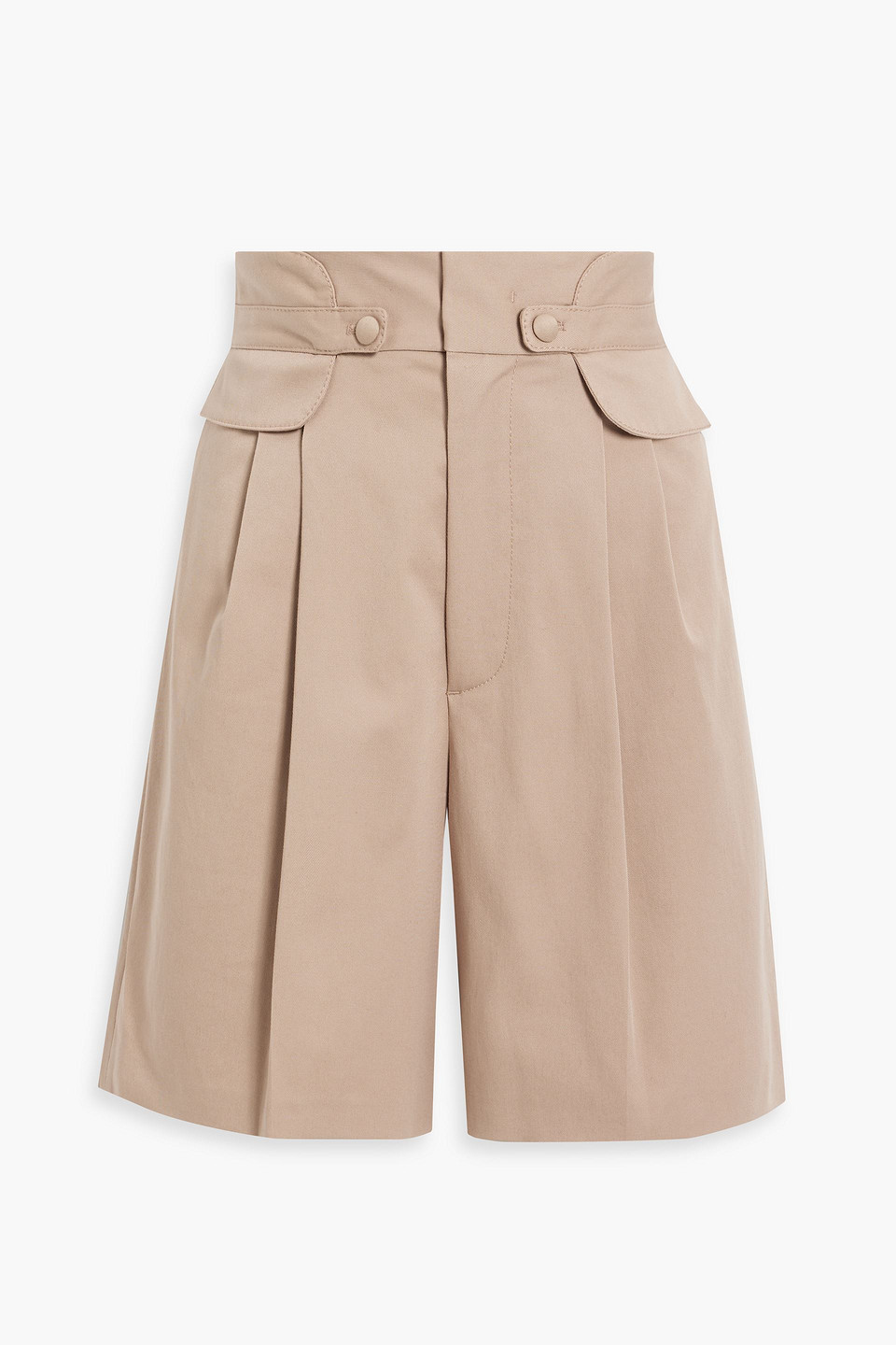 Red Valentino Pleated Cotton-blend Twill Shorts In Sand