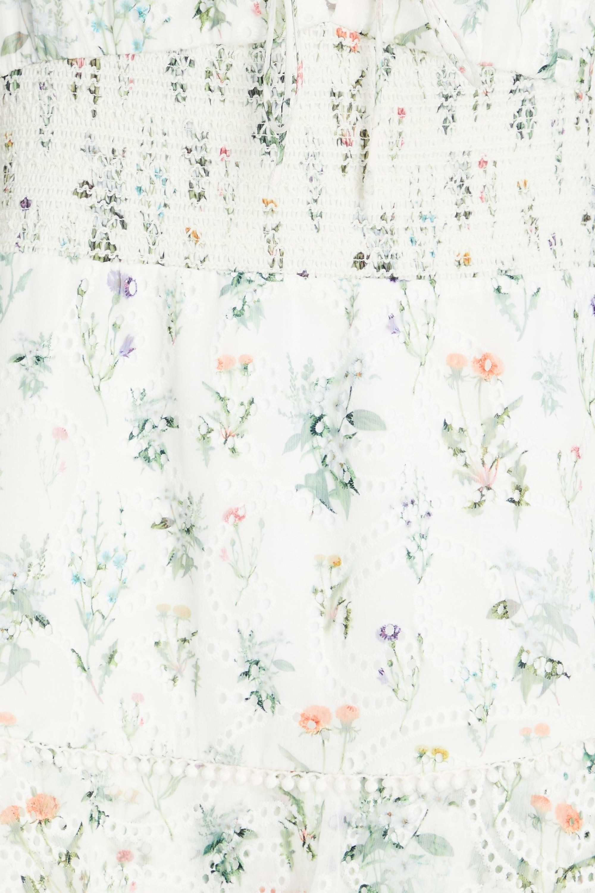 alice + olivia Ruffled floral-print broderie anglaise crepon mini dress