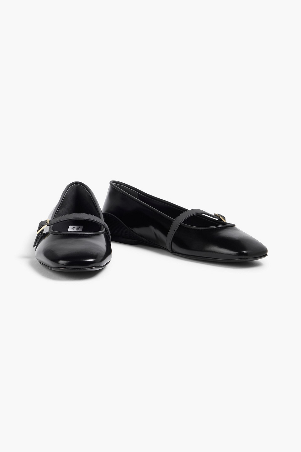 Theory Leather Ballet Flats In Schwarz