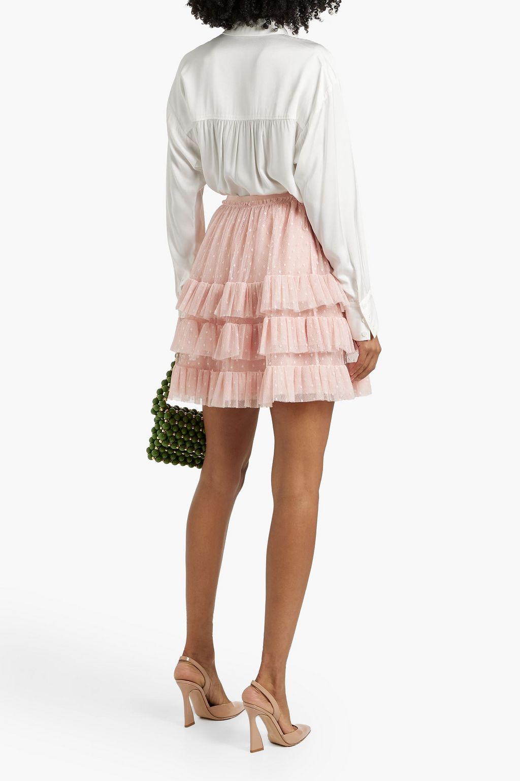 REDVALENTINO Tiered point d'esprit mini skirt