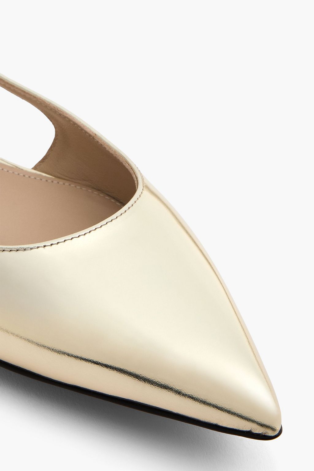 THEORY Mirrored-leather slingback flats