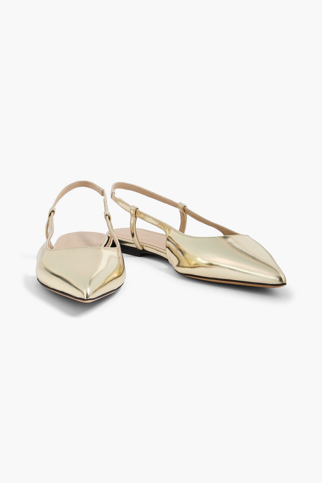 THEORY Mirrored-leather slingback flats