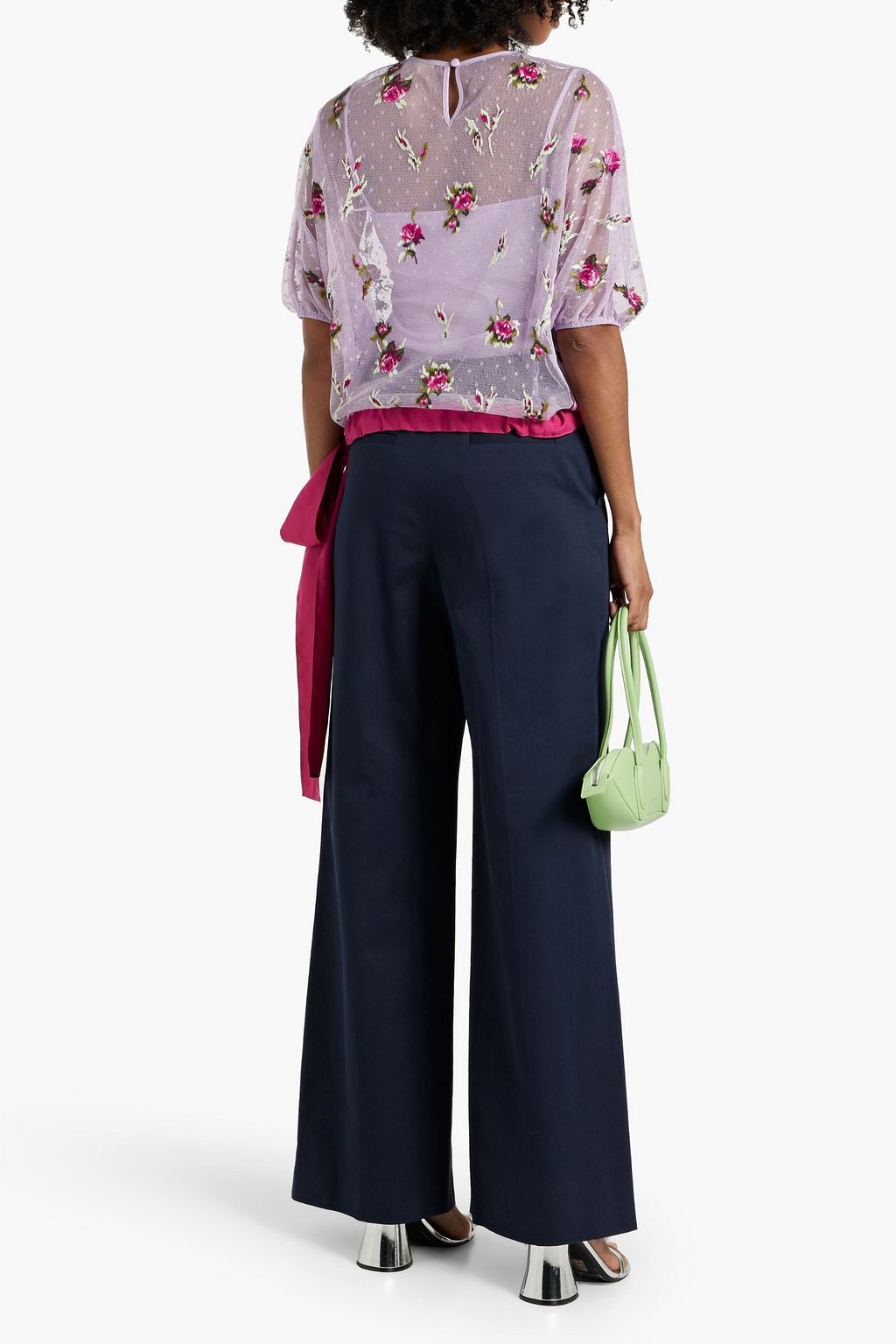 REDVALENTINO Embroidered point d'esprit top