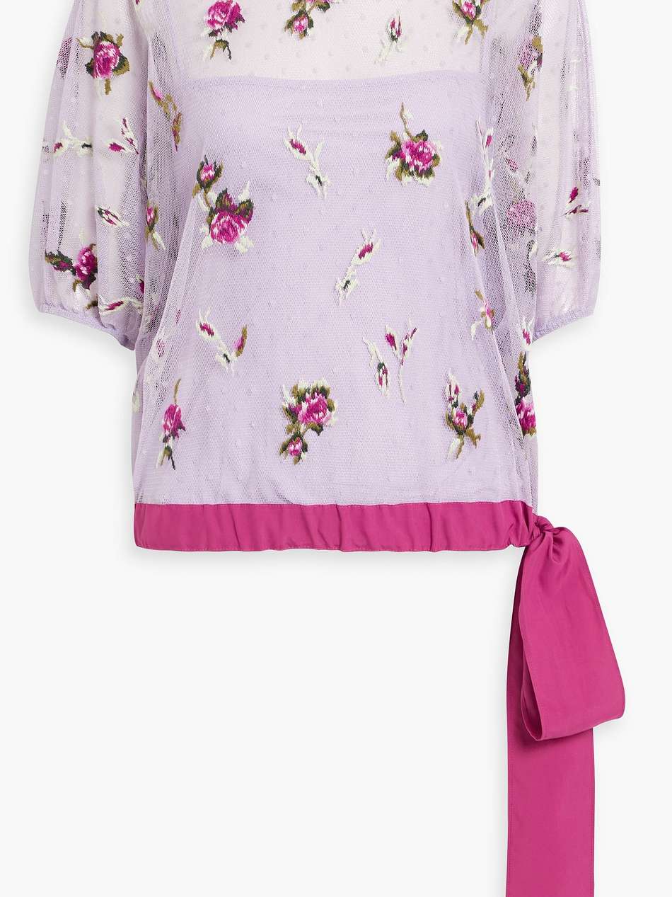 embroidered point d'esprit top