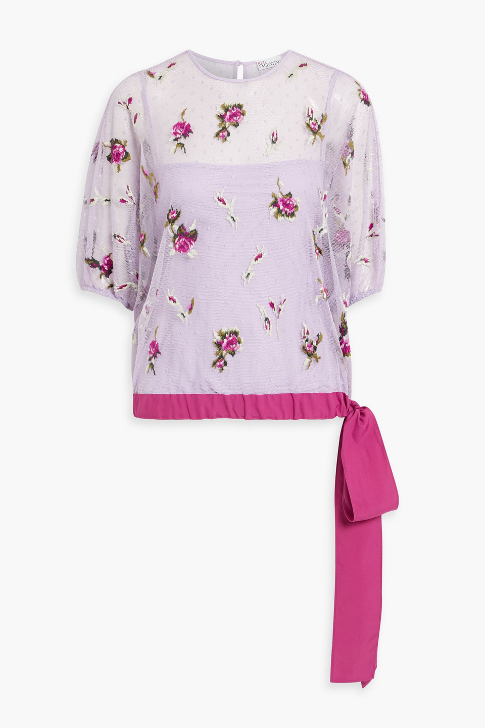 Red Valentino Embroidered Point D'esprit Top In Purple
