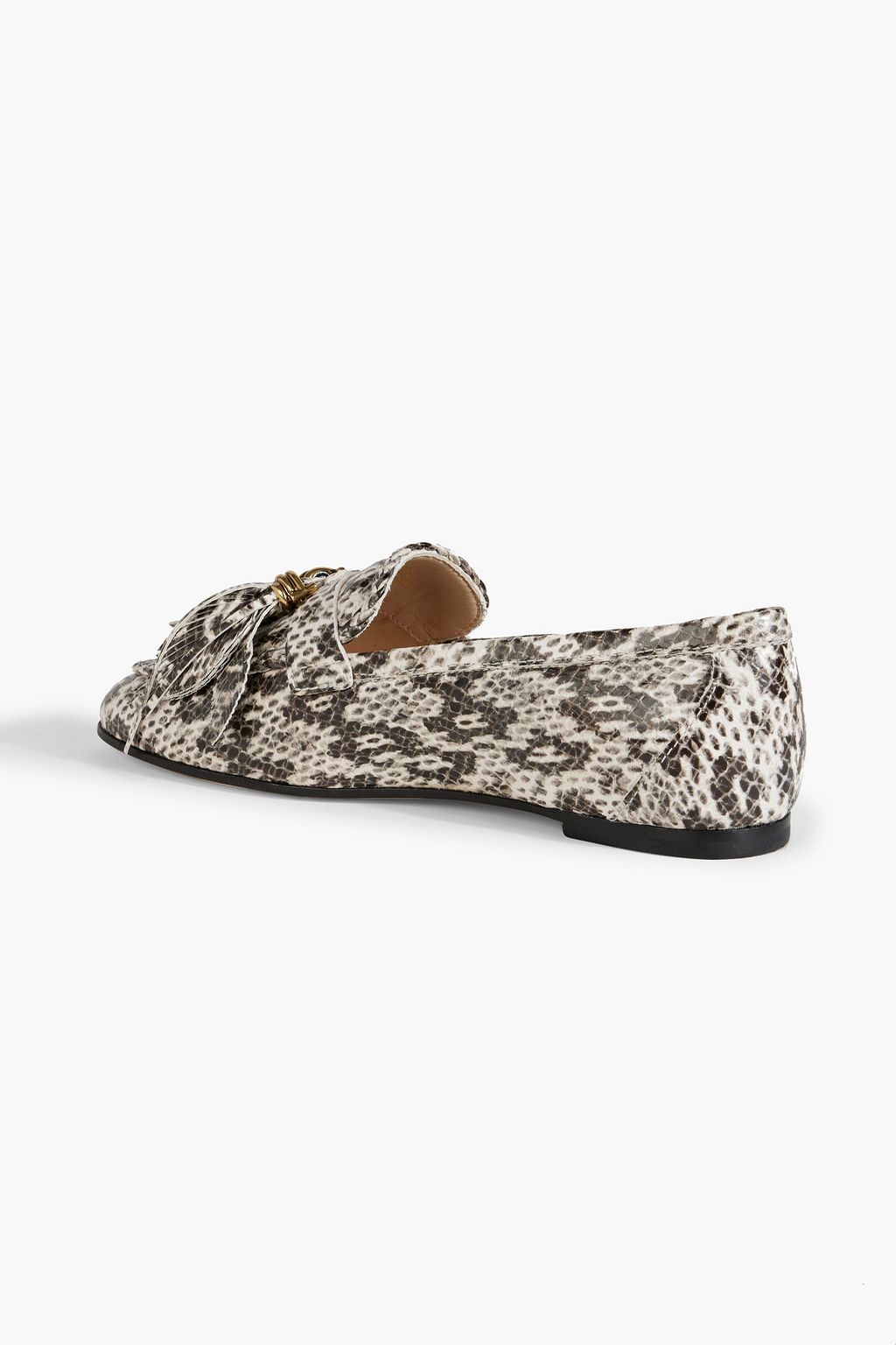 TOD'S Tasseled snake-effect leather loafers