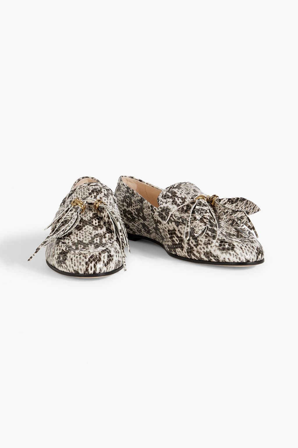 TOD'S Tasseled snake-effect leather loafers
