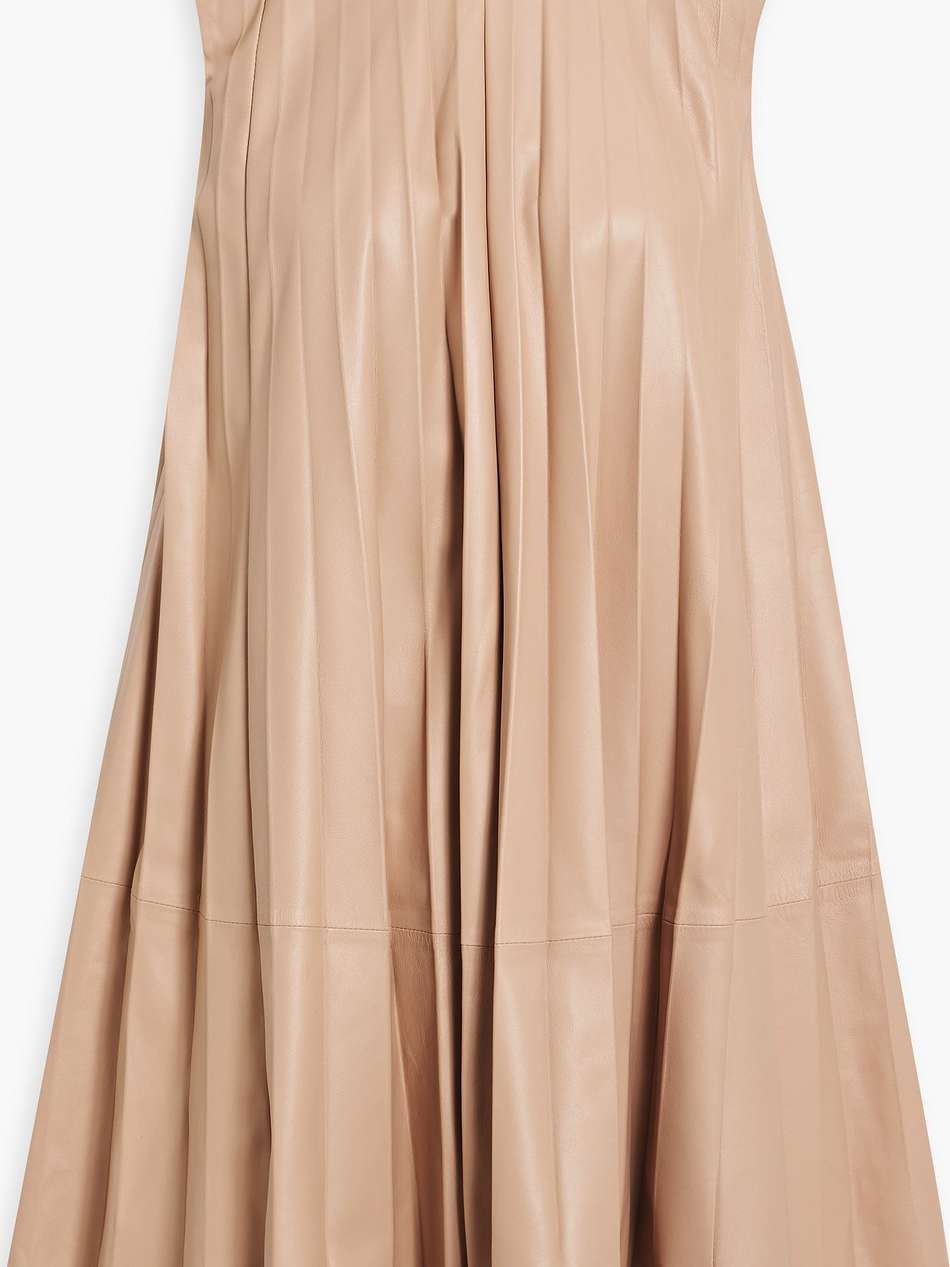 pleated leather mini dress