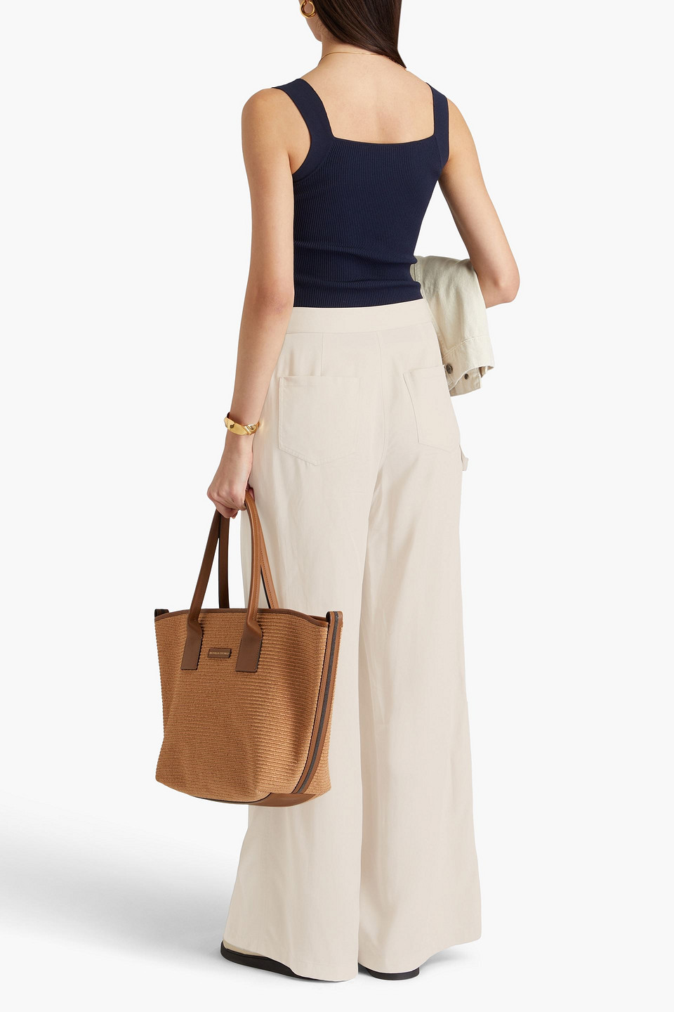 Theory Lyocell-twill Wide-leg Pants In Beige