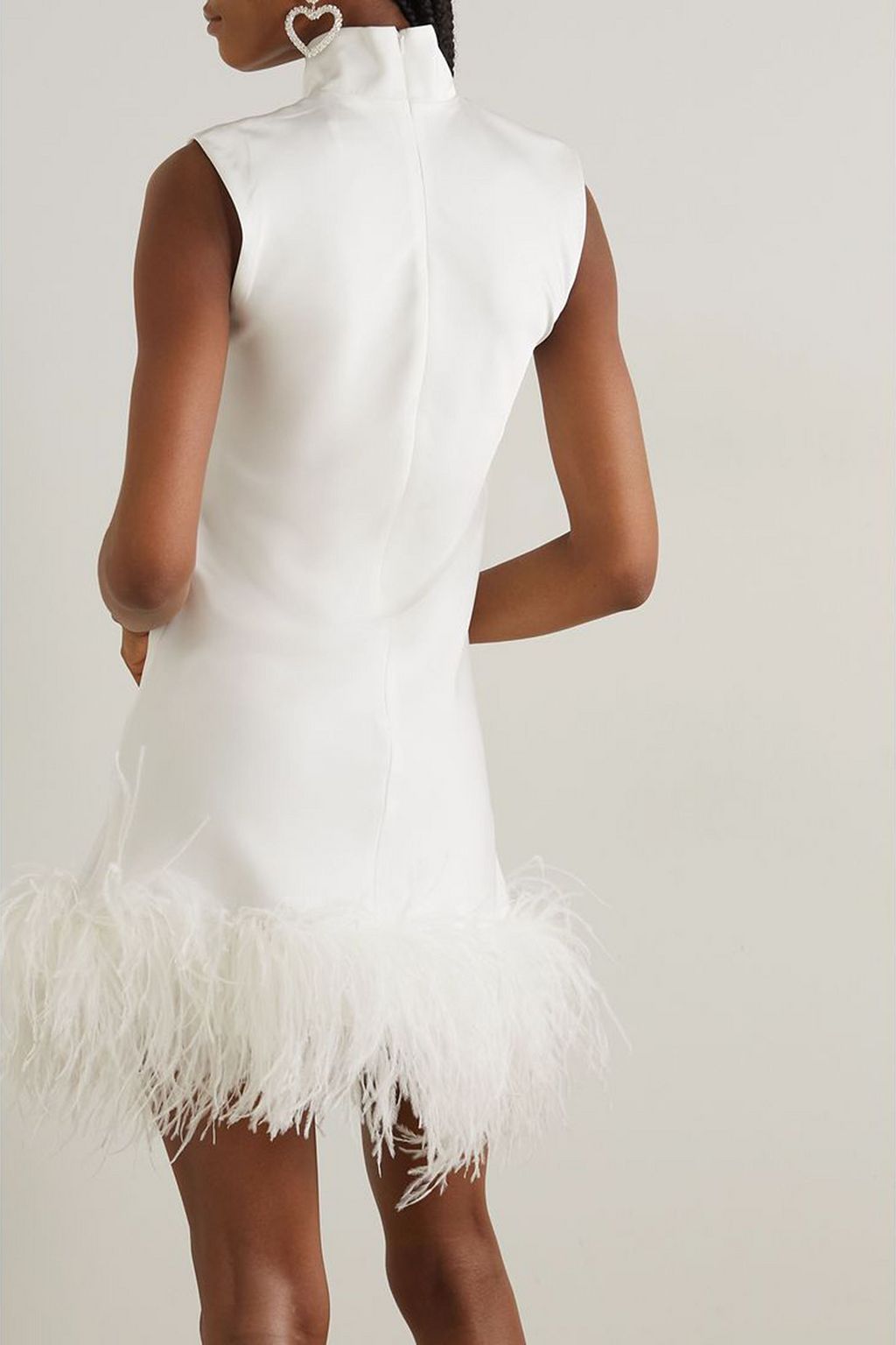 16ARLINGTON Umiko feather-trimmed satin mini dress