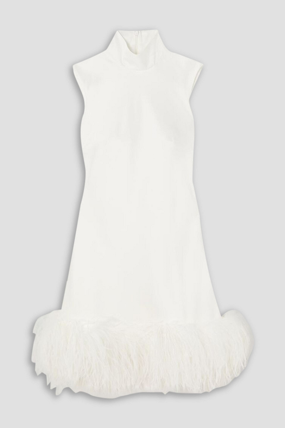 16arlington Umiko Feather-trim Mini Bridal Dress In Ivory