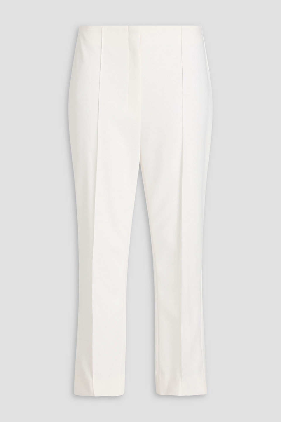 Theory Cropped Crepe Tapered Pants In Weiss