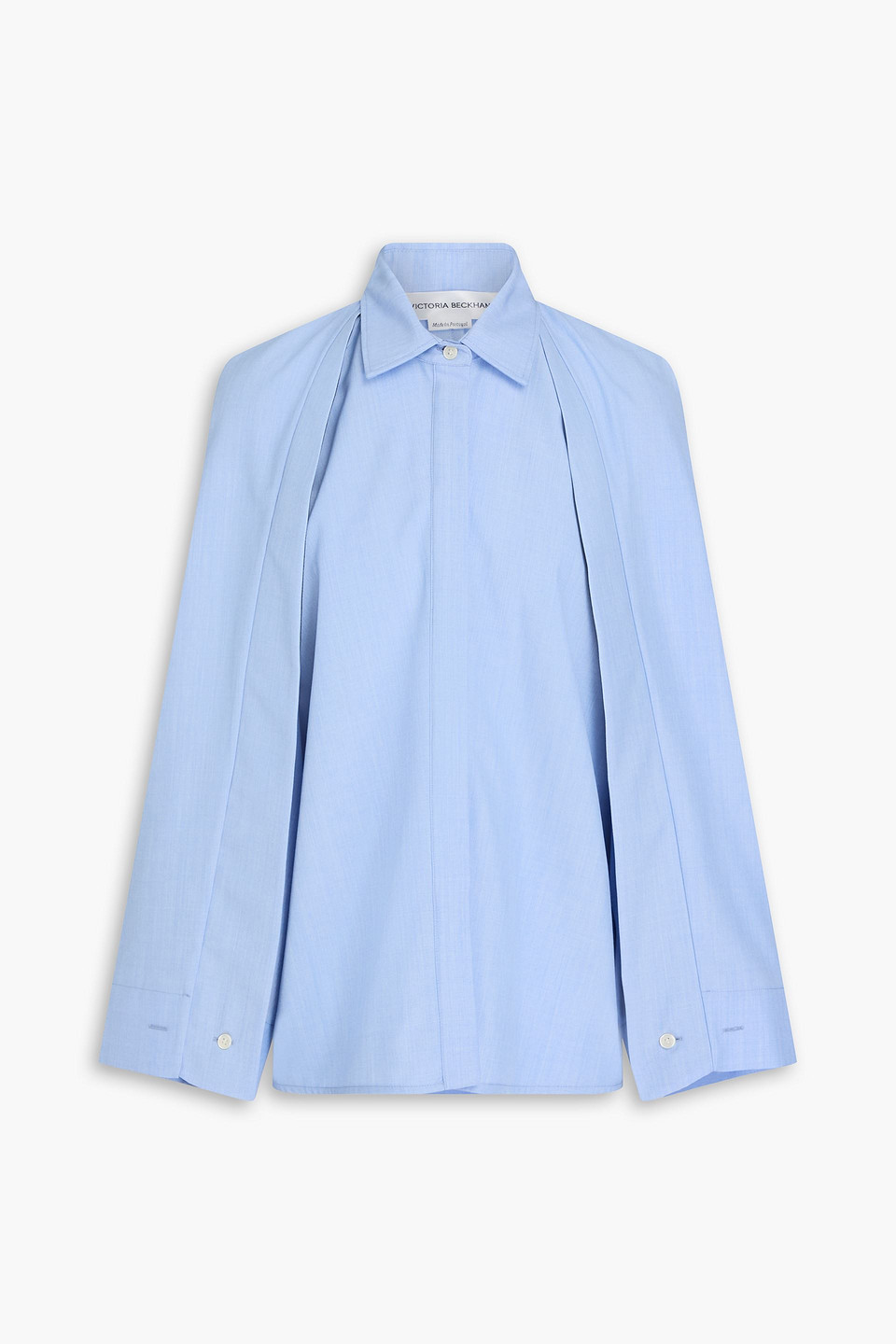 Victoria Beckham Pleated Wool Shirt In Bleu