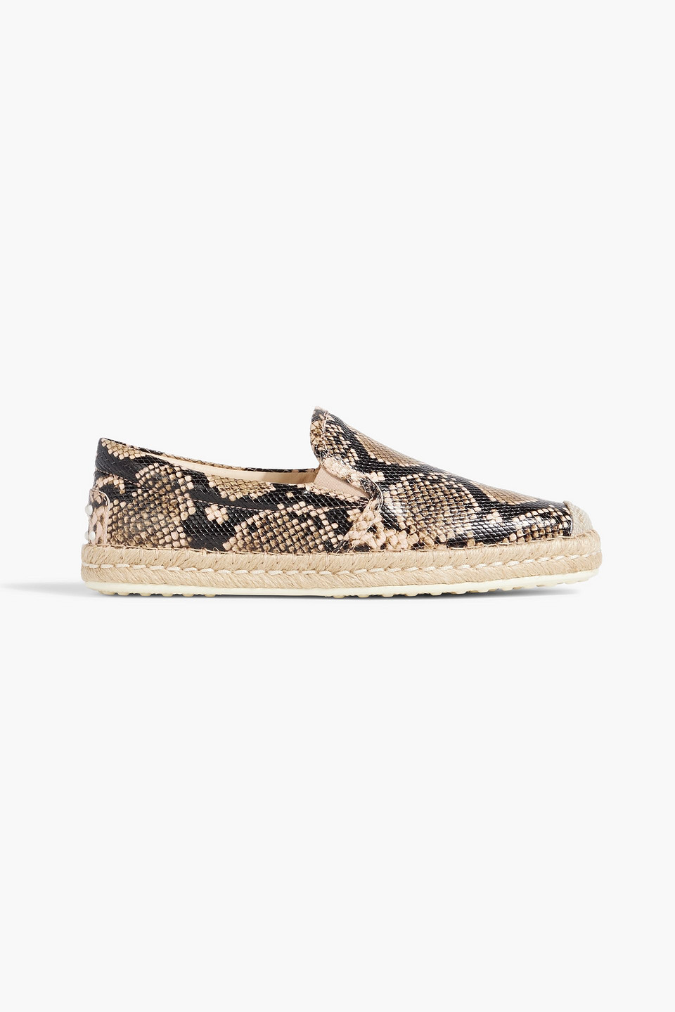 Tod's Snake-effect Leather Espadrilles In Animal Print