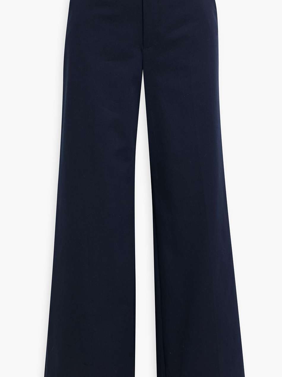 cotton-blend twill wide-leg pants