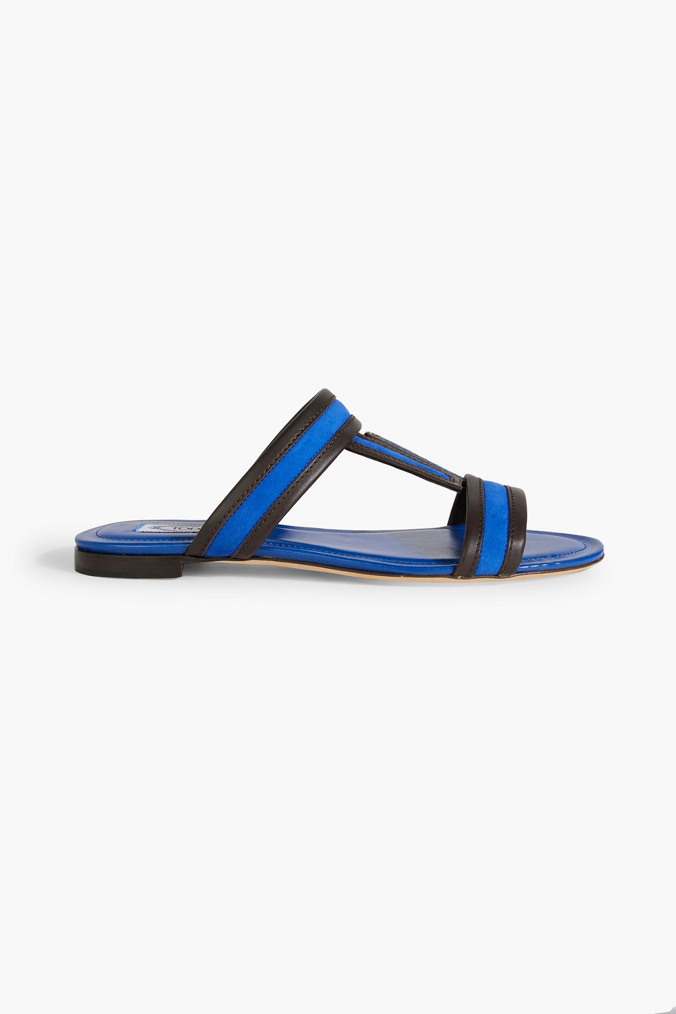 Tod's Suede And Leather Sandals In Royal Blue