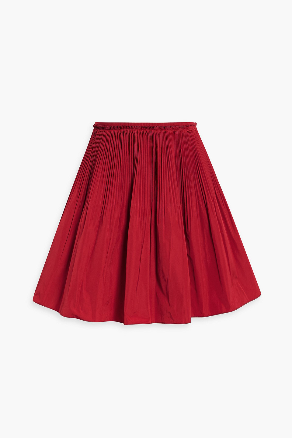 Red Valentino Pleated Taffeta Mini Skirt In Burgundy