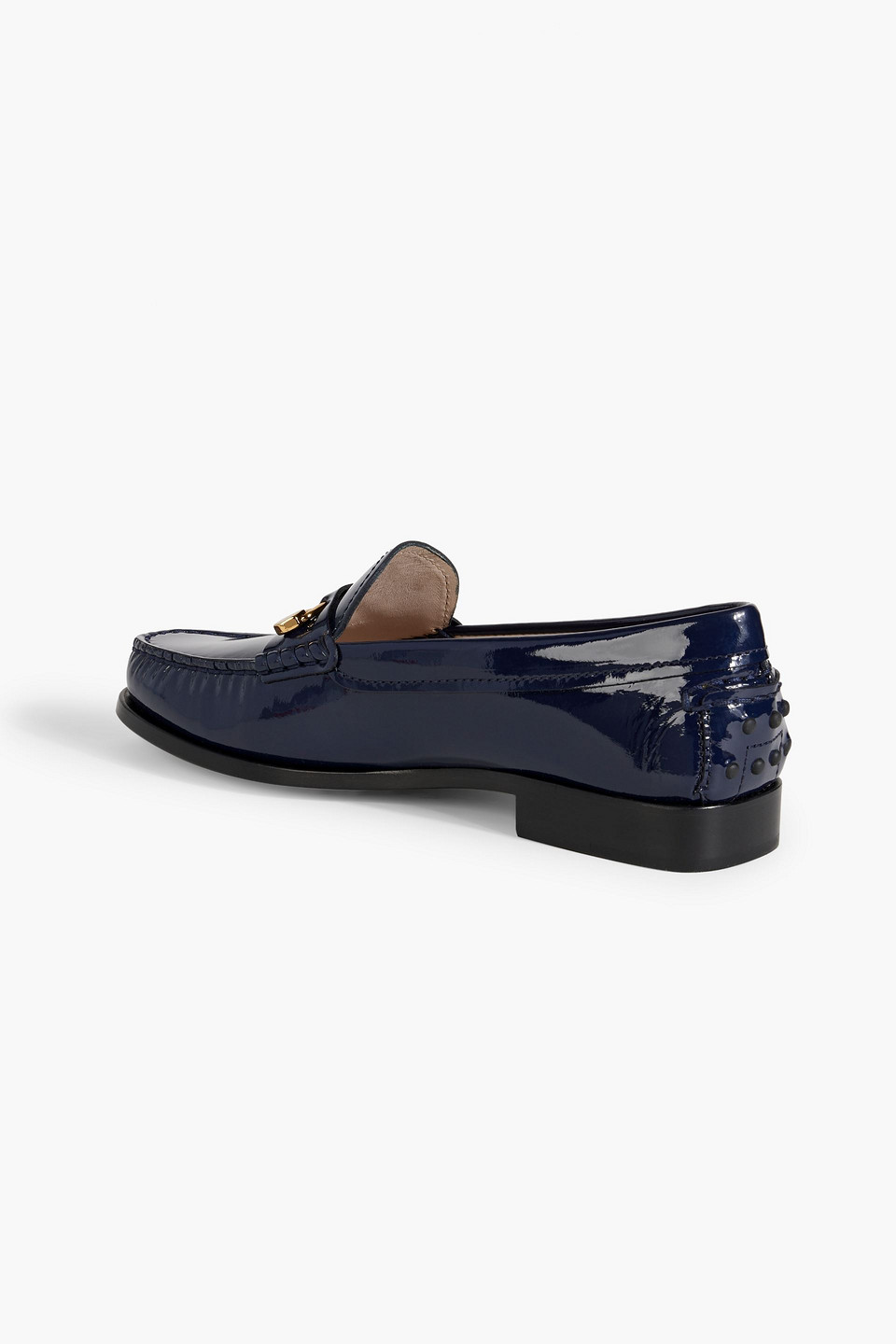 Tod's Embellished Patent-leather Loafers In Navy