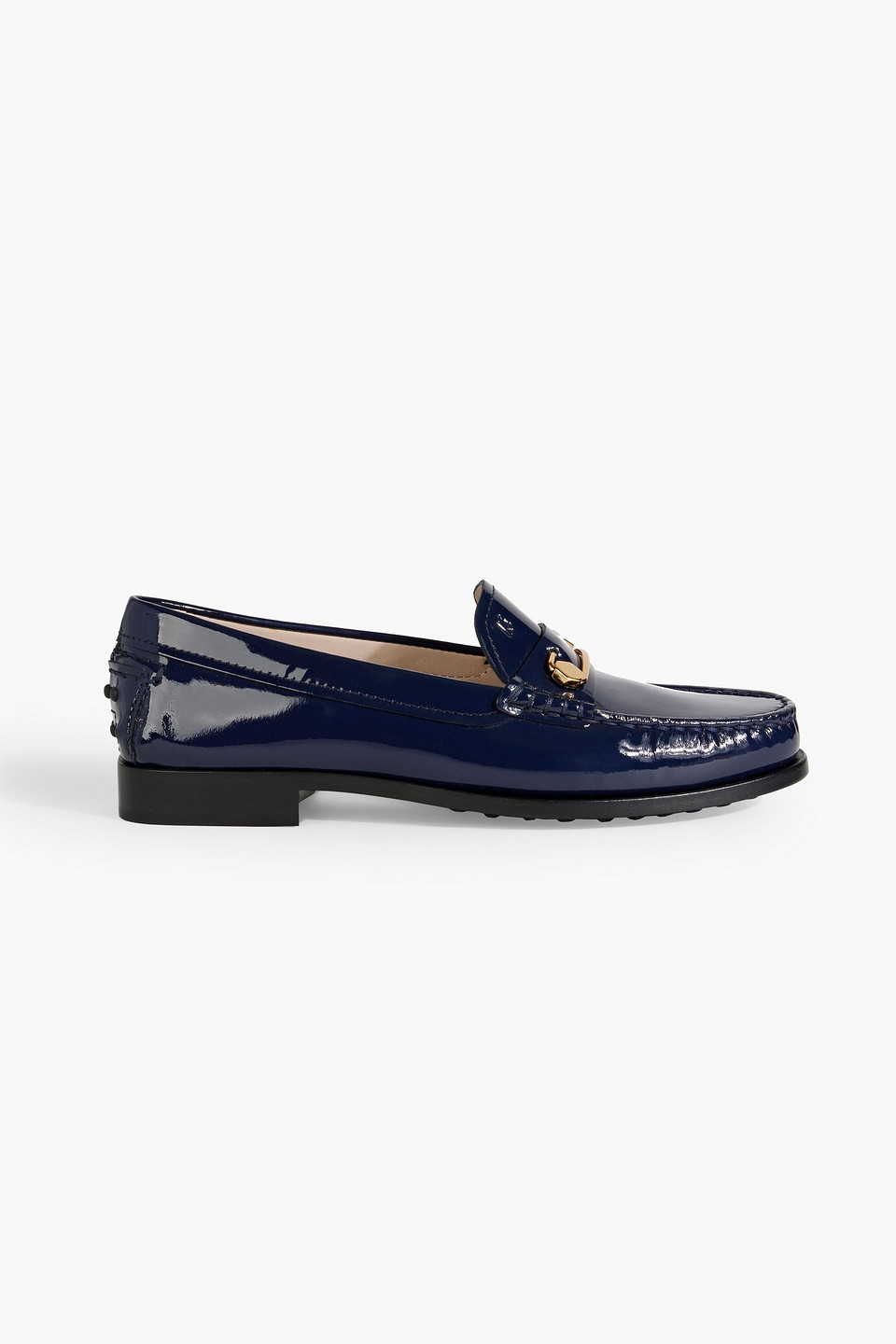 Tod's Embellished Patent-leather Loafers In Navy