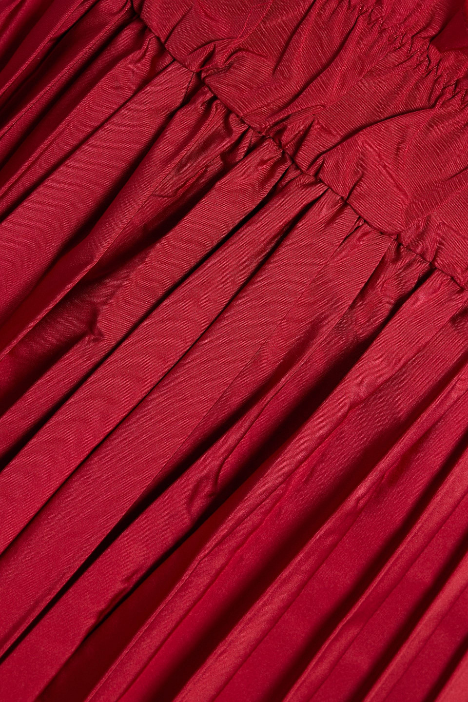Red Valentino Pleated Taffeta Midi Skirt In Red