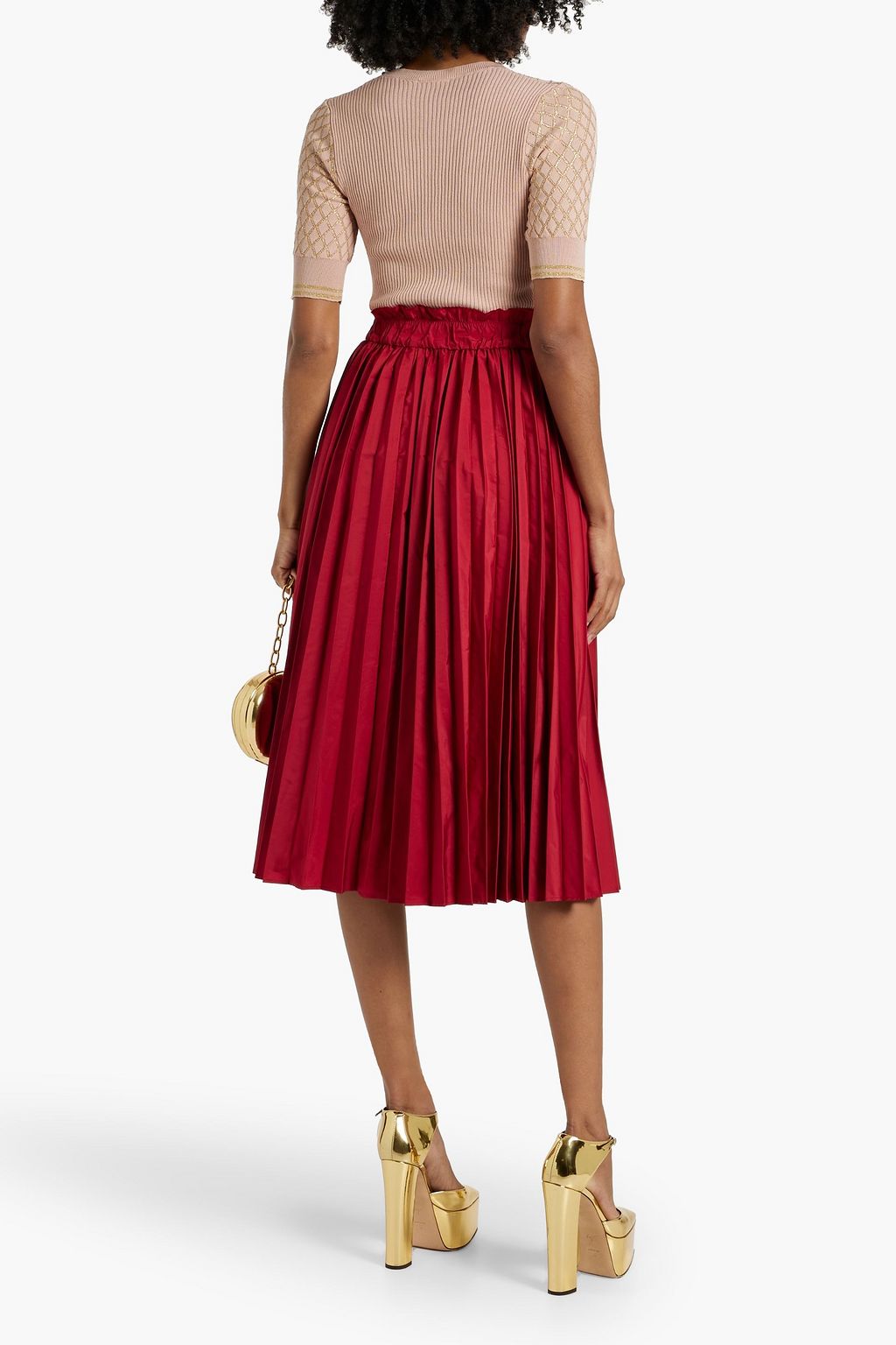 REDVALENTINO Pleated taffeta midi skirt
