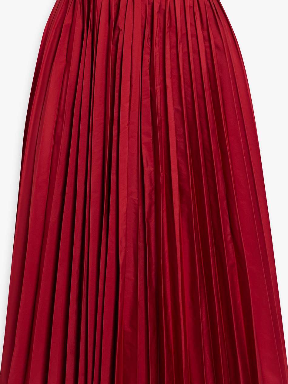 pleated taffeta midi skirt