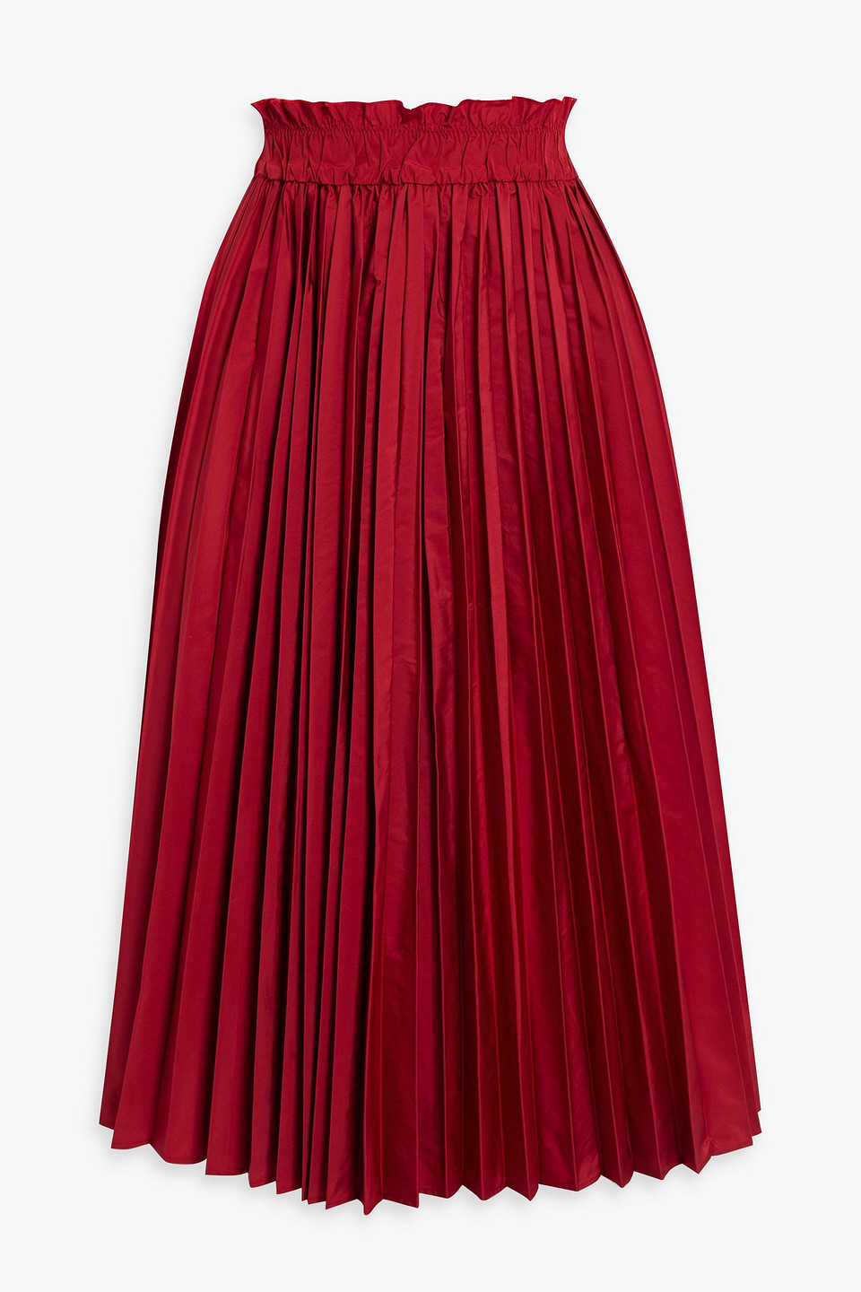 Red Valentino Pleated Taffeta Midi Skirt In Red