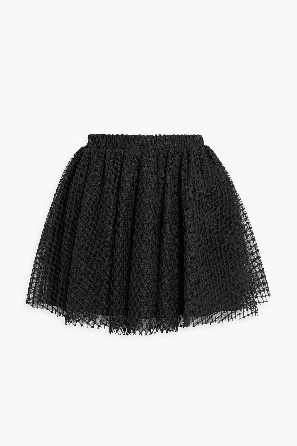 Red Valentino Gathered Lace Mini Skirt In Black