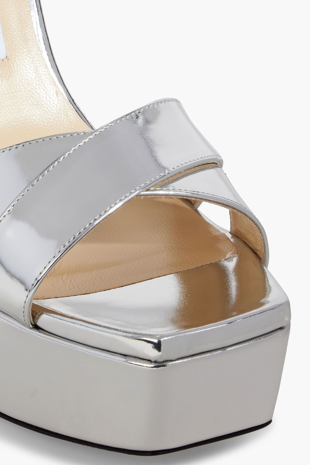JIMMY CHOO Gaia 140 mirrored-leather platform sandals