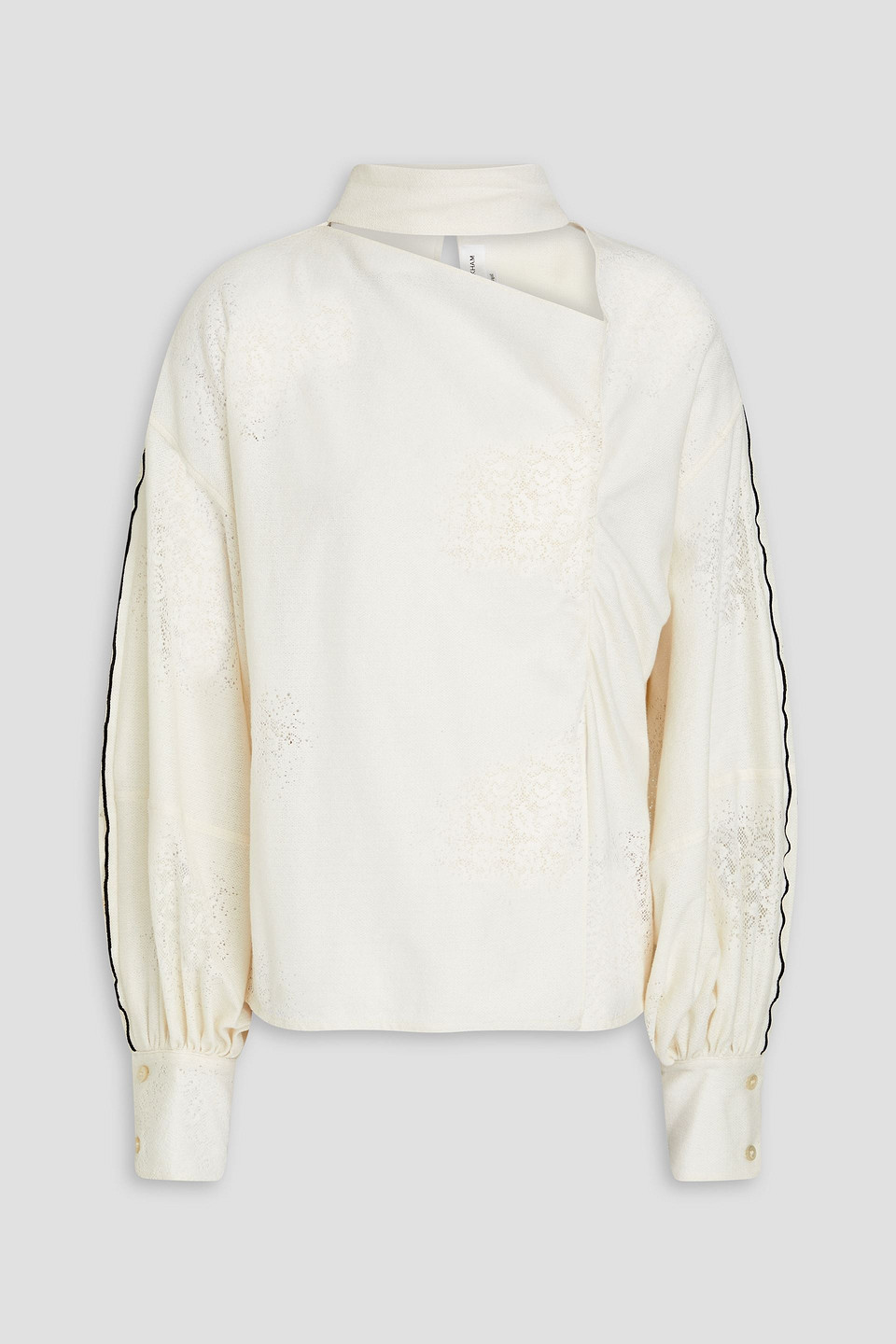 Victoria Beckham Pussy-bow Cotton-blend Blouse In Neutral