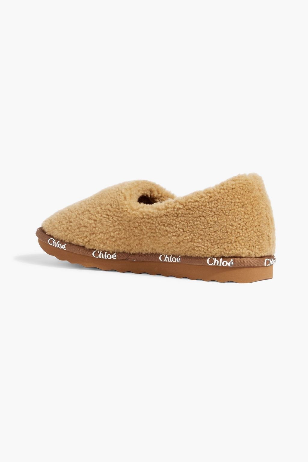 CHLOÉ Woody logo-print shearling slippers