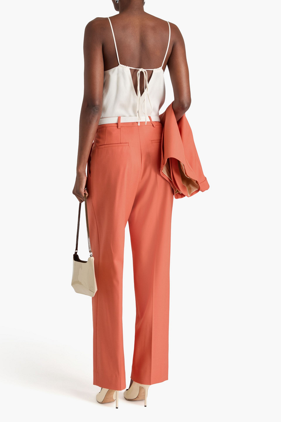 Shop Victoria Beckham Twill Wide-leg Pants In Papayafarben