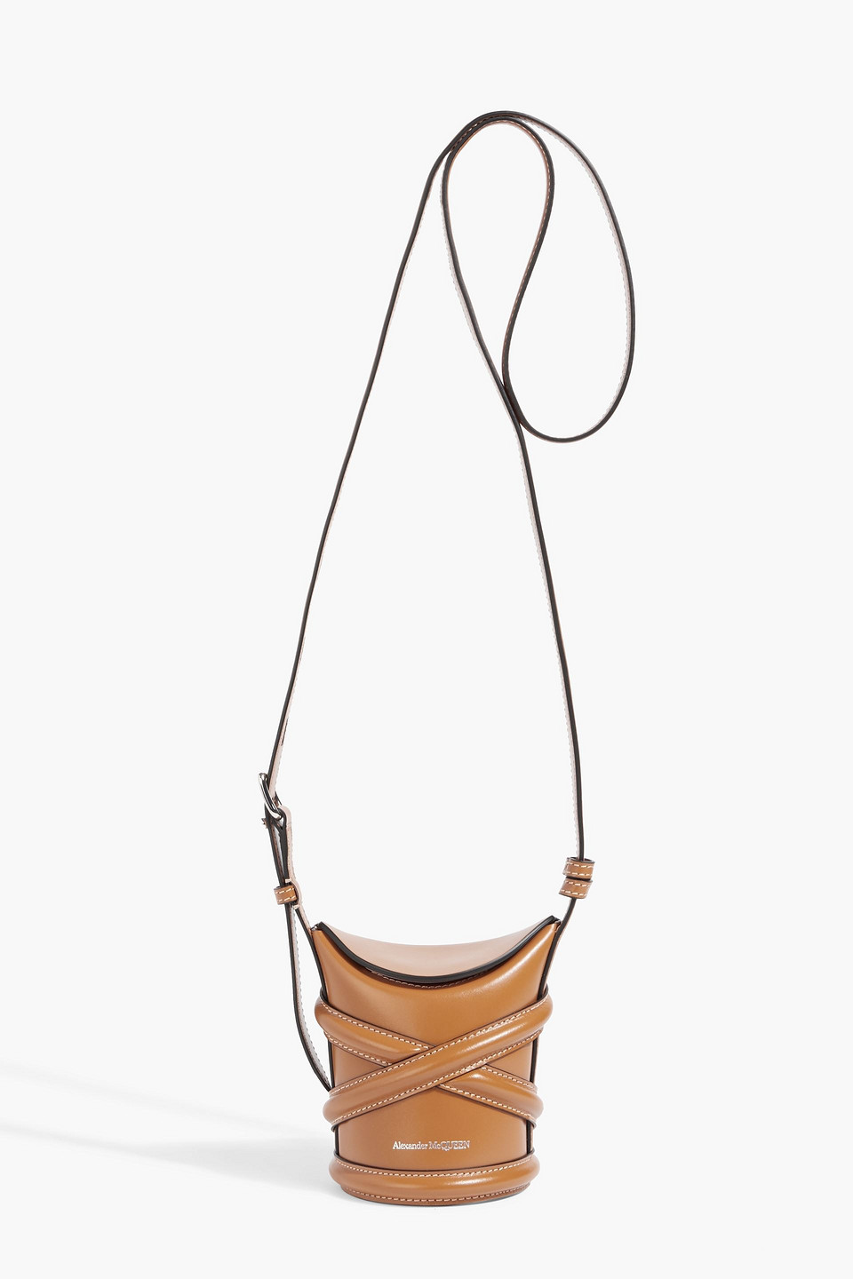 Alexander Mcqueen The Curve Micro Leather Cross-body Bag In Camel