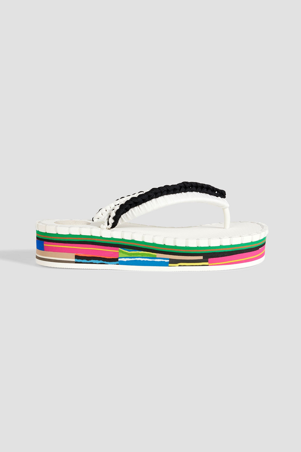 Chloé Lou Braided Cord Platform Flip Flops In White
