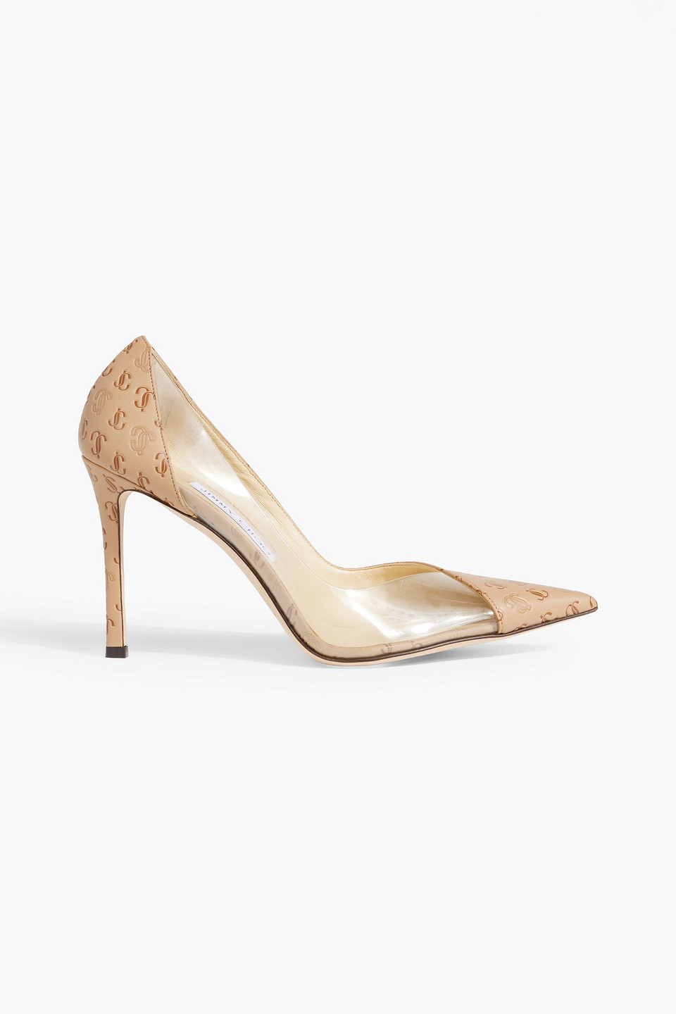 Jimmy Choo Cass 95 Embossed Leather And Pvc Pumps In Sand