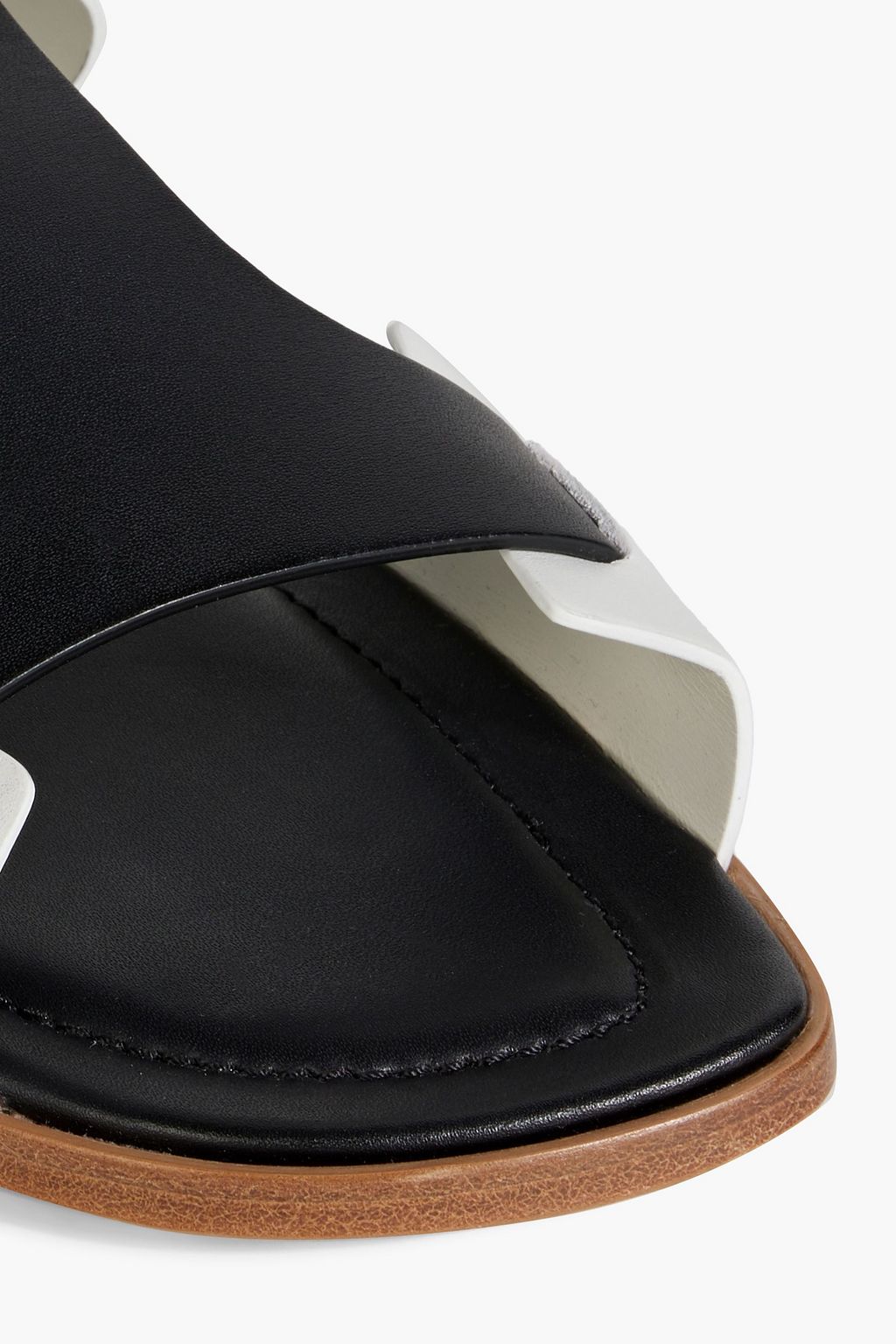 TOD'S Embellished two-tone leather slingback sandals