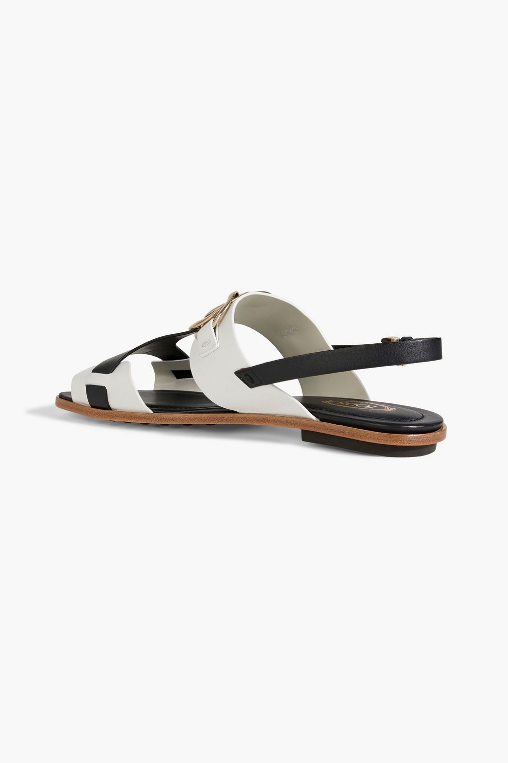 TOD'S Embellished two-tone leather slingback sandals