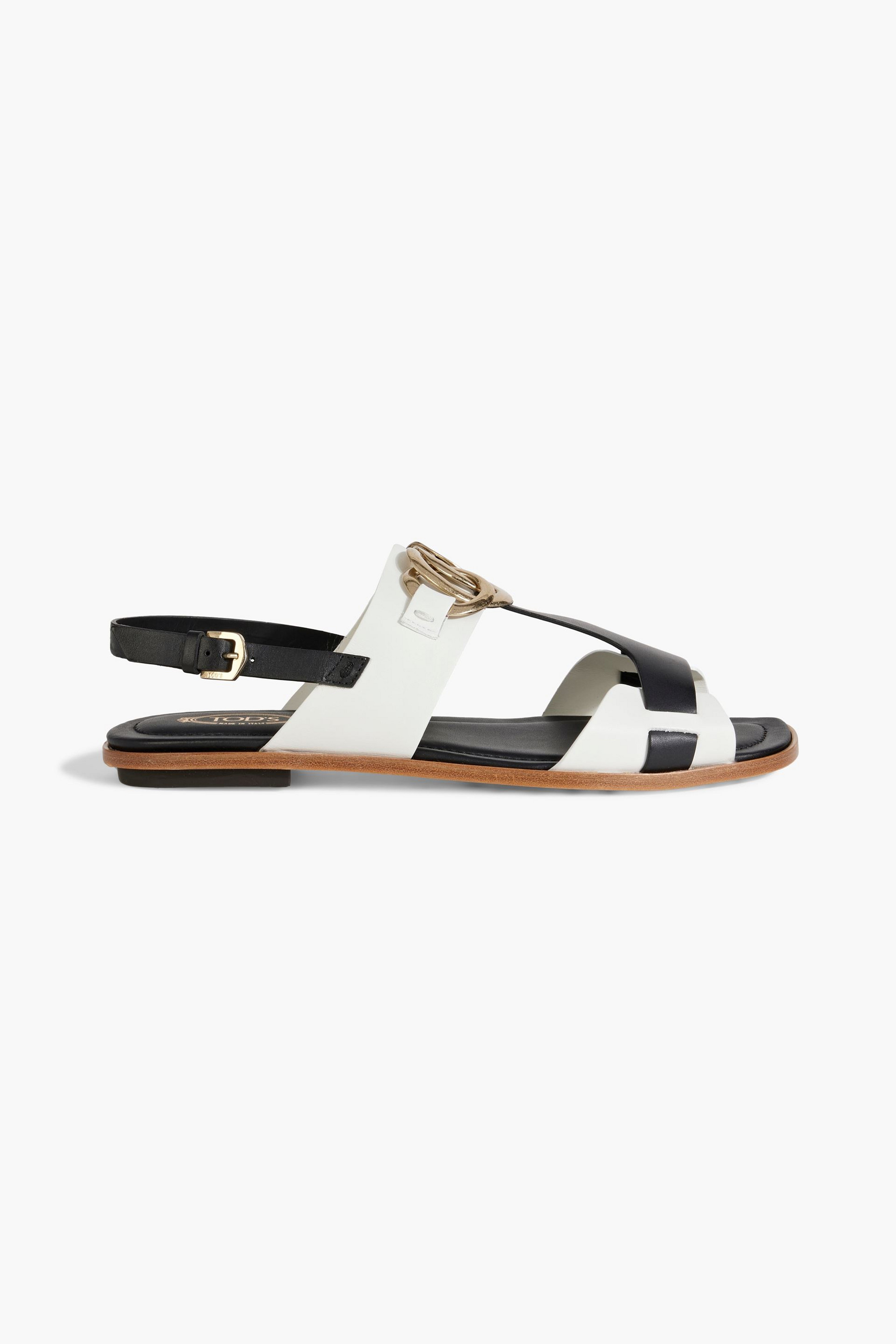 Tod's Embellished two-tone leather slingback sandals