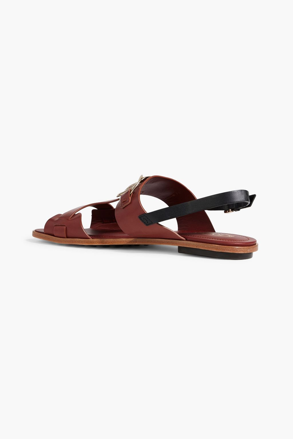 TOD'S Embellished two-tone leather slingback sandals