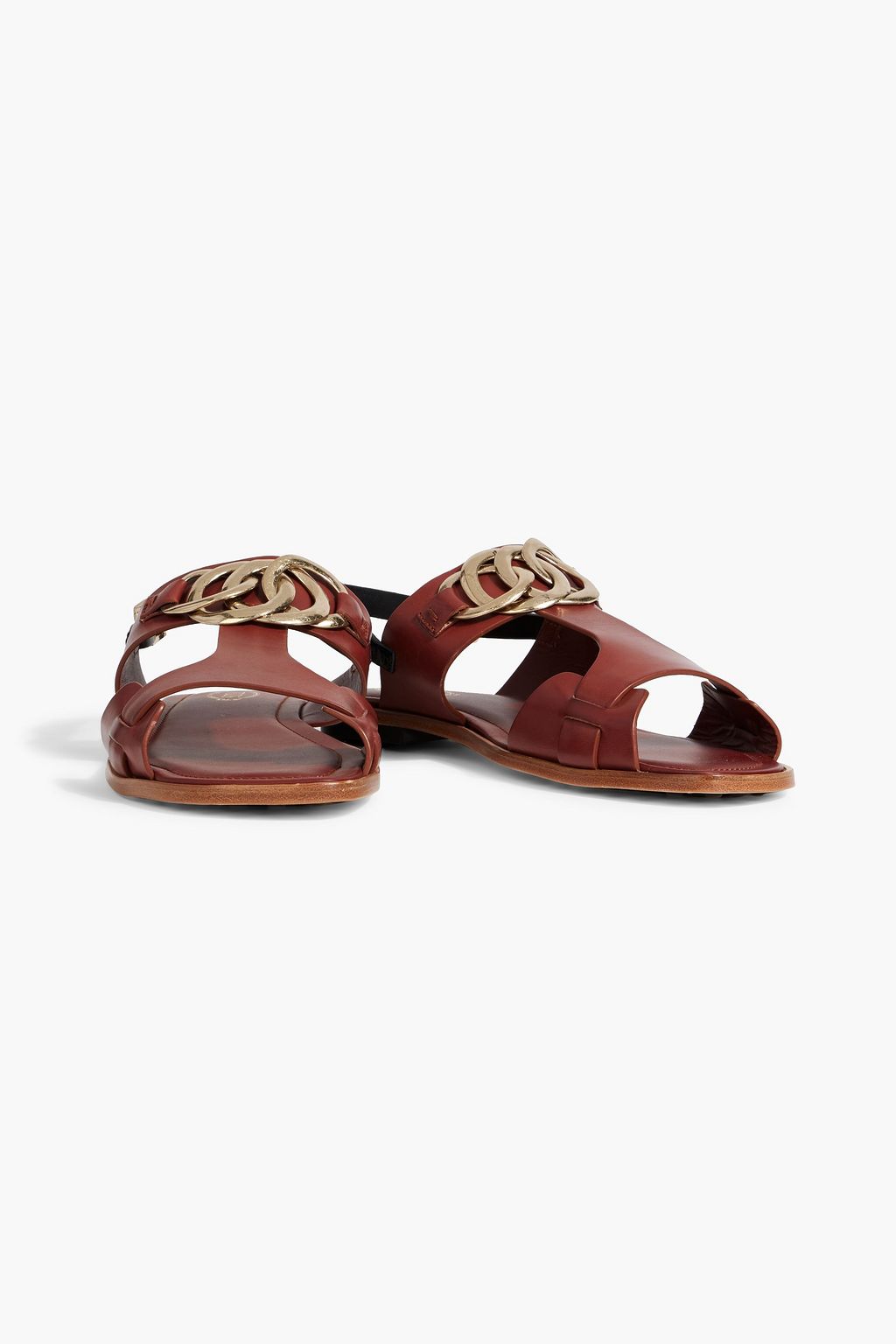 TOD'S Embellished two-tone leather slingback sandals