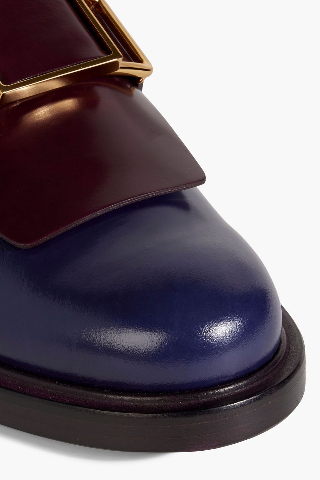TOD'S Embellished two-tone glossed-leather loafers