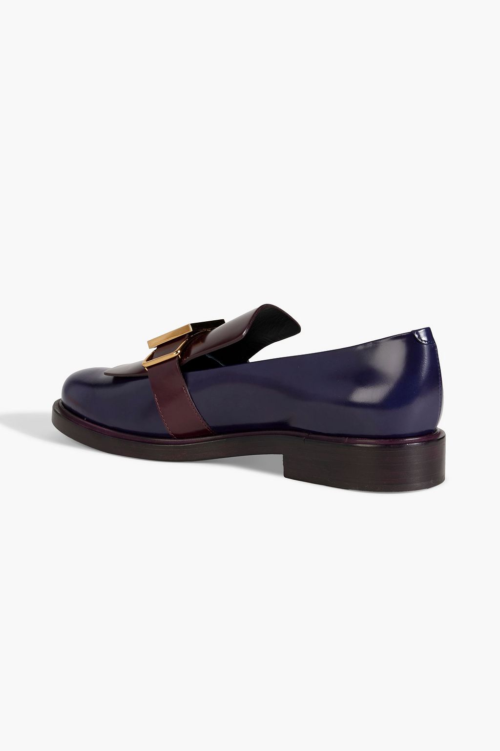 TOD'S Embellished two-tone glossed-leather loafers