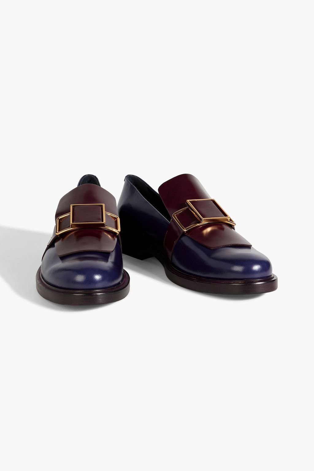 TOD'S Embellished two-tone glossed-leather loafers