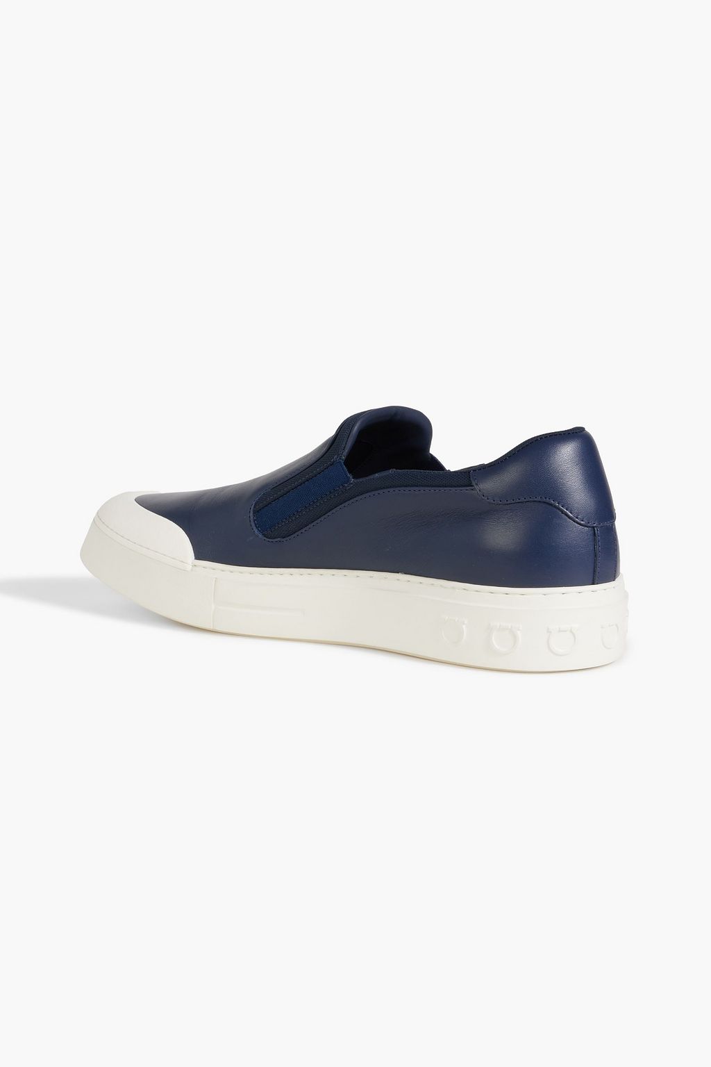FERRAGAMO Marine appliquéd leather slip-on sneakers
