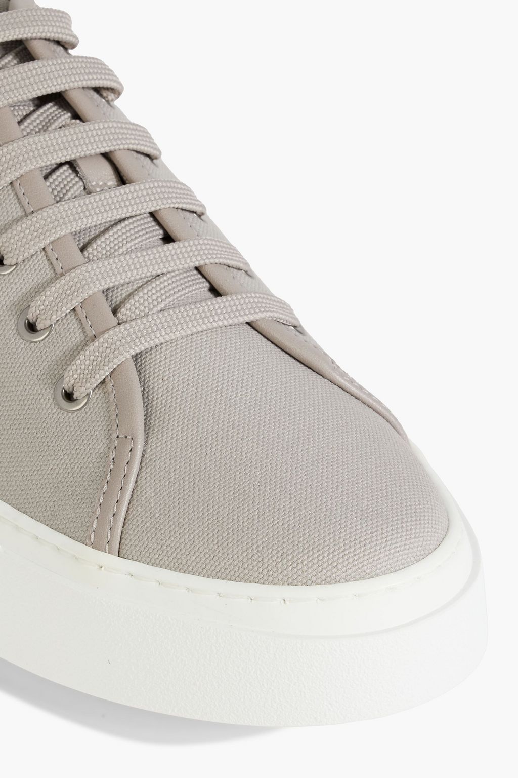 FERRAGAMO Mediterre logo-appliquéd leather-trimmed canvas sneakers