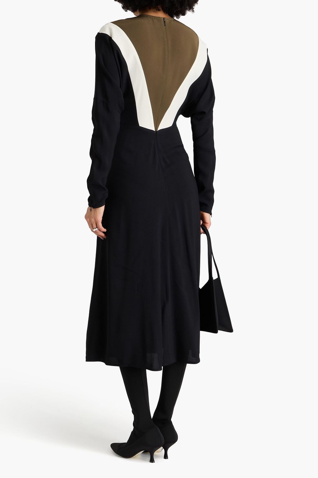 VICTORIA BECKHAM Color-block crepe midi dress